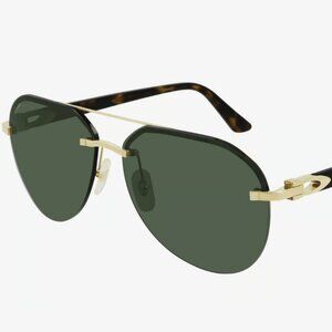Authentic Cartier CT0275S 002 61 Aviator Pilot Sunglasses Havana Green Gold